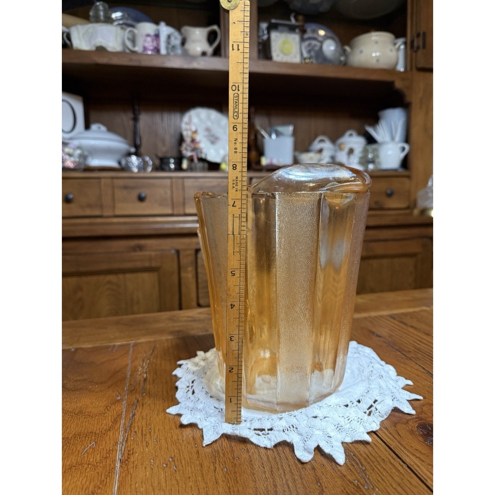 Vintage Iridescent Carnival Glass Pitcher In Marigold Color - Picture 2 of 6